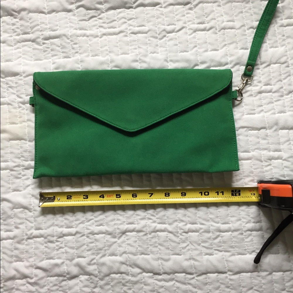 Green Clutch with wrist strap and shoulder strap